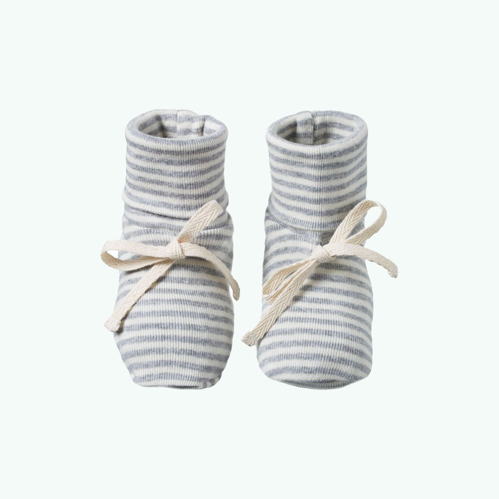 Cotton Booties - Grey Marl Stripe