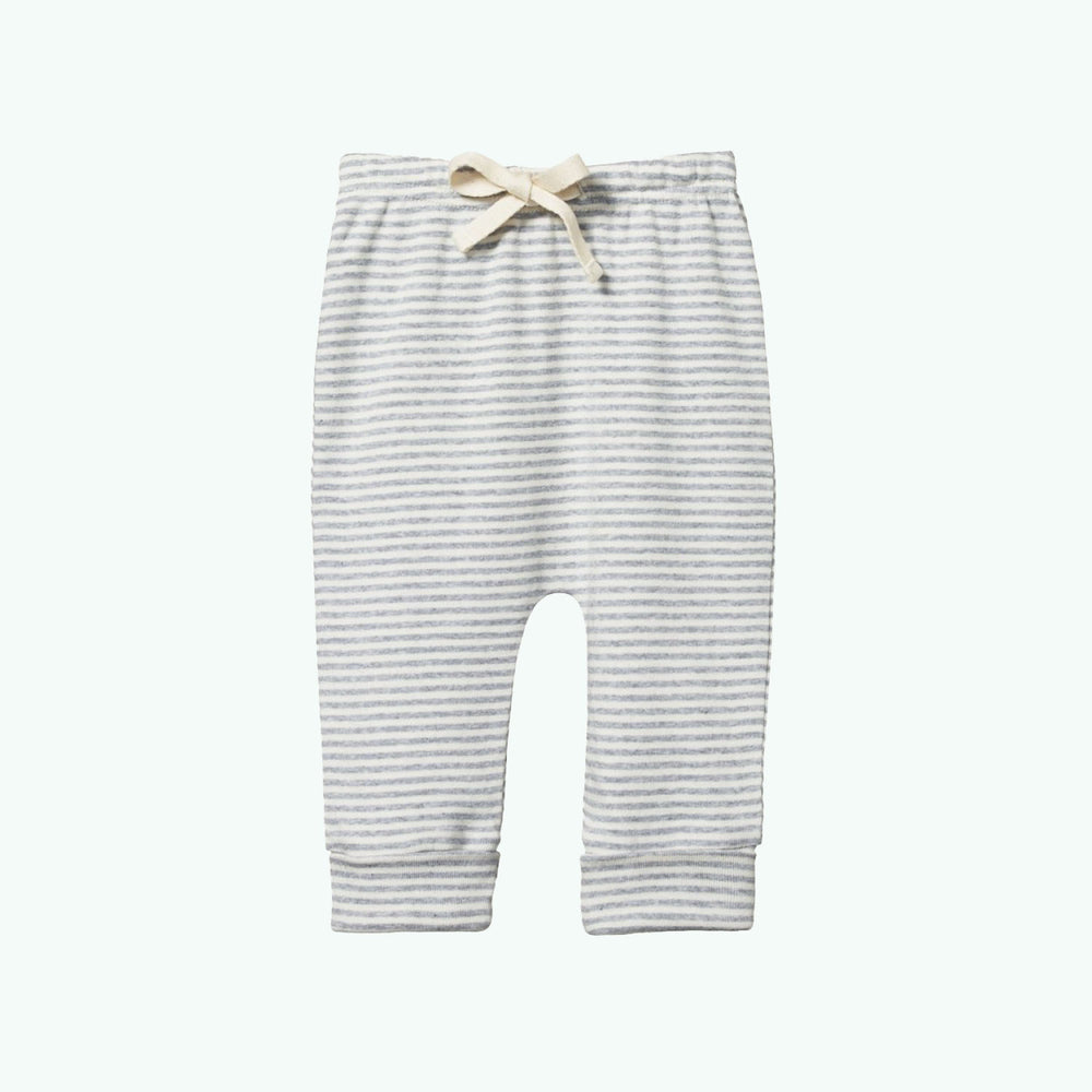 Cotton Drawstring Pants - Grey Marl Stripe