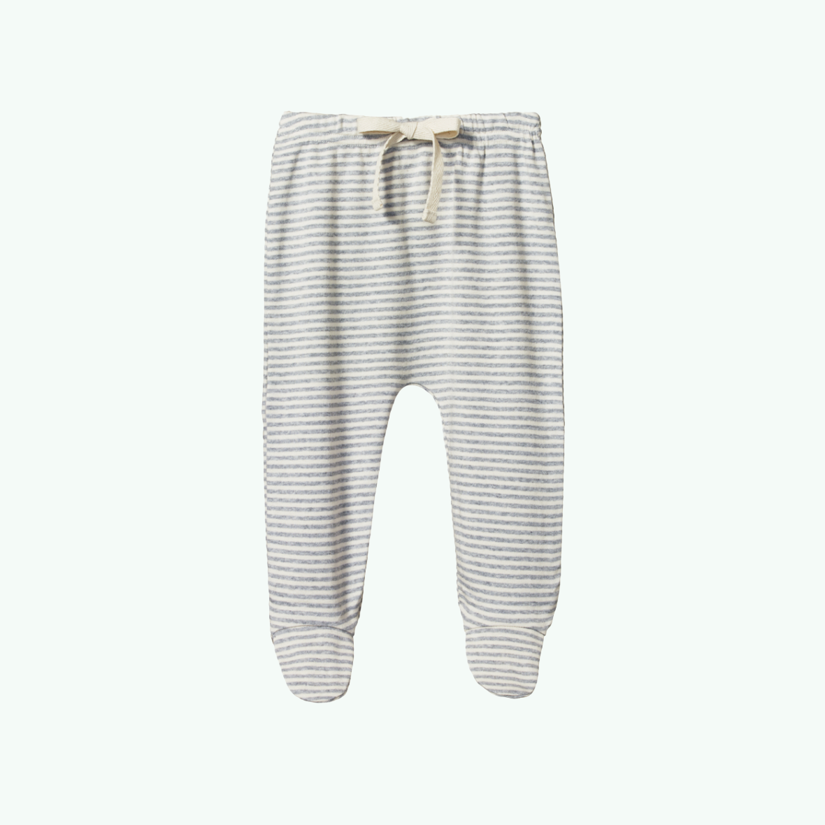 Cotton Footed Rompers - Grey Marl Stripe