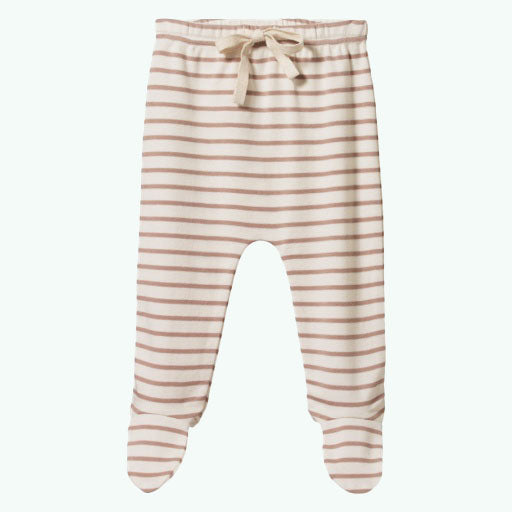 Cotton Footed Rompers - Nougat Sailor Stripe
