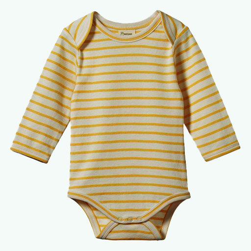 Cotton Long Sleeve Bodysuit - Sunshine Sailor Stripe