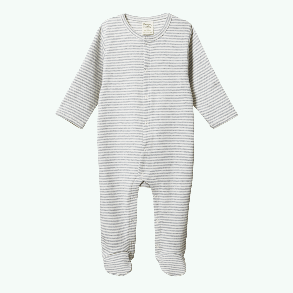 Cotton Stretch and Grow - Gray Marl Stripe