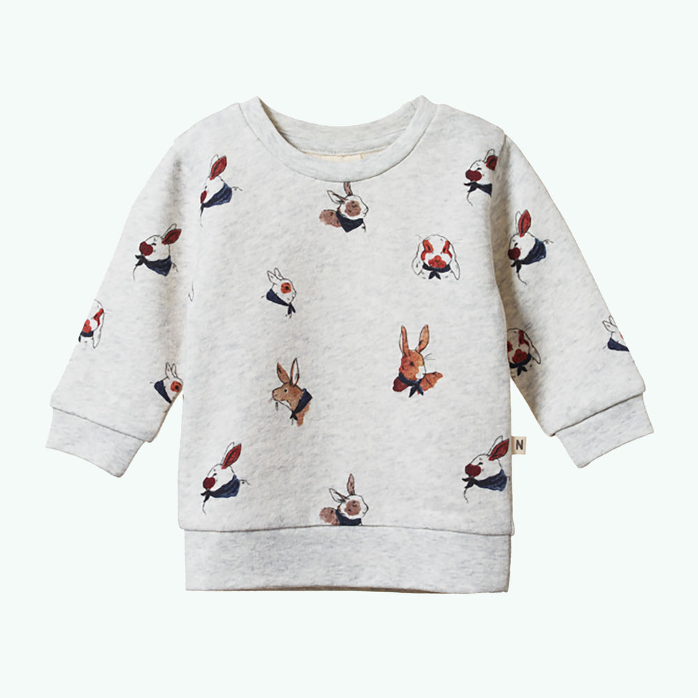 Emerson Sweater Bunny - Light Grey Marl Garden