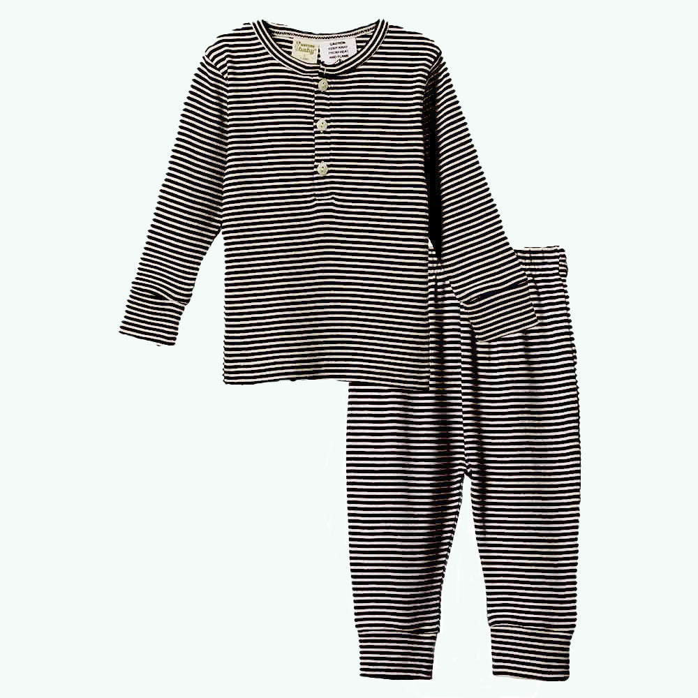 Long Sleeve Pajama Set - Navy Stripe