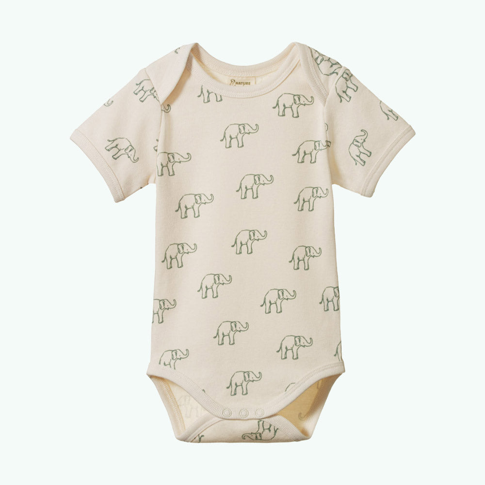 Short Sleeve Bodysuit - Elephant Print