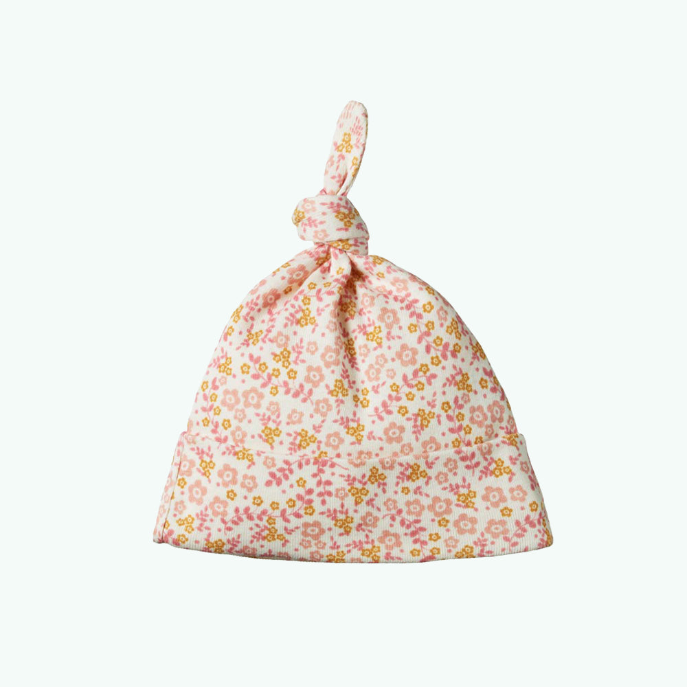 Cotton Knotted Beanie - Daisy Belle Print